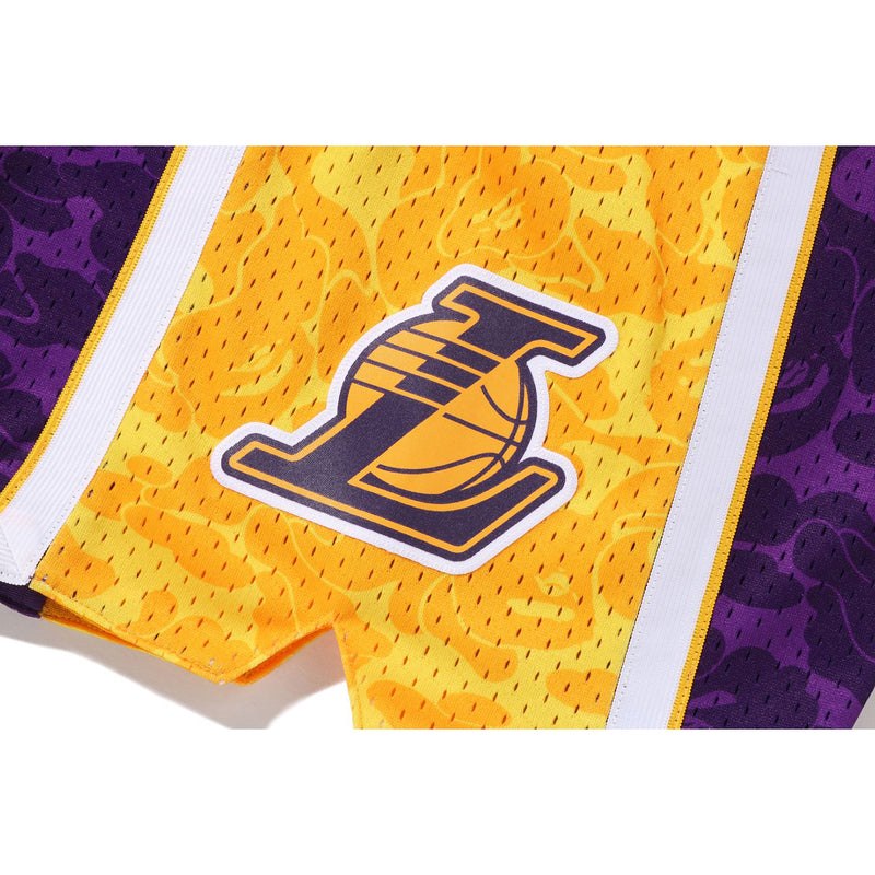 Men Bape X Mitchell & Ness Los Angeles Lakers Jersey Shorts Shorts Purple USA | JB2643063