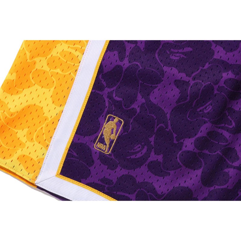 Men Bape X Mitchell & Ness Los Angeles Lakers Jersey Shorts Shorts Purple USA | JB2643063