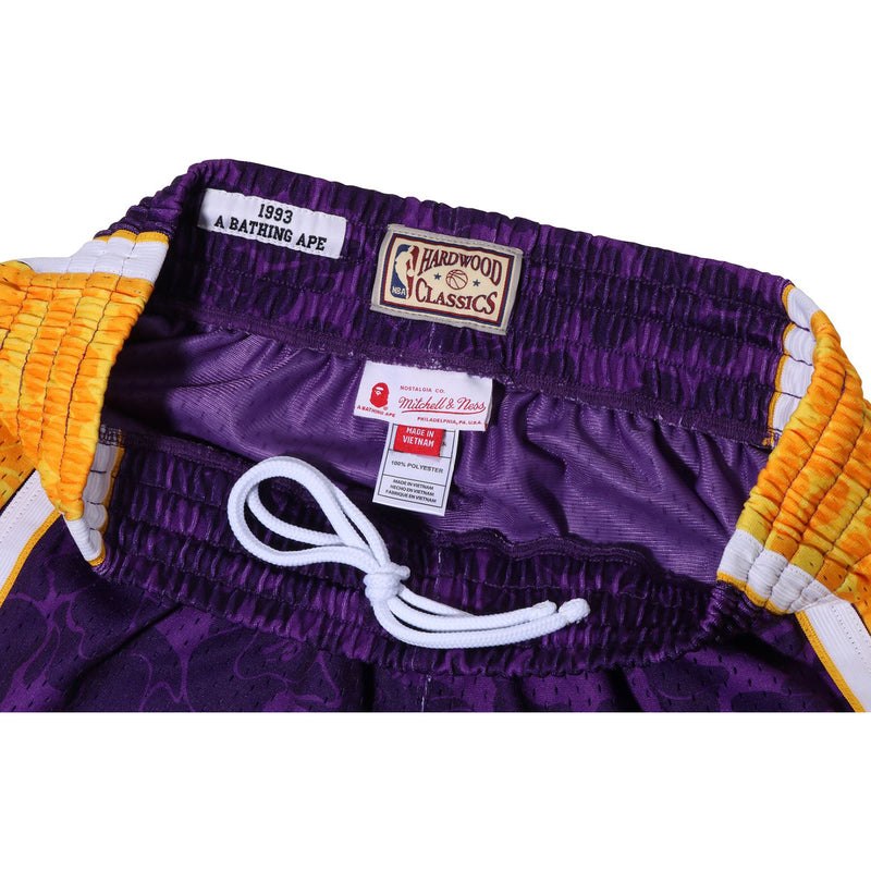 Men Bape X Mitchell & Ness Los Angeles Lakers Jersey Shorts Shorts Purple USA | JB2643063