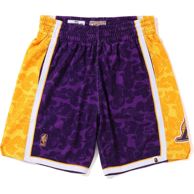 Men Bape X Mitchell & Ness Los Angeles Lakers Jersey Shorts Shorts Purple USA | JB2643063