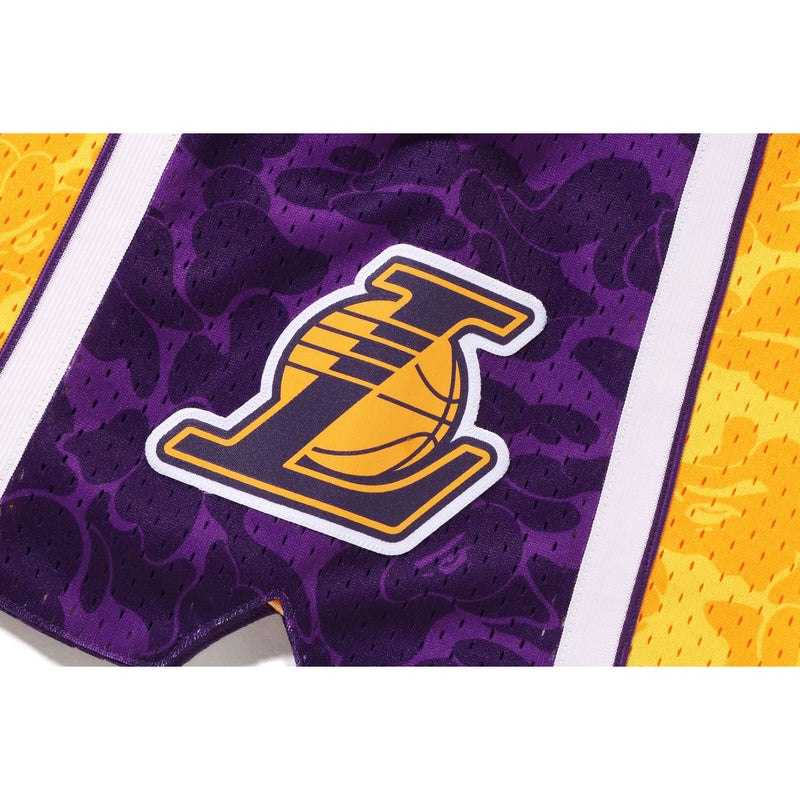 Men Bape X Mitchell & Ness Los Angeles Lakers Jersey Shorts Shorts Yellow USA | FM2601461