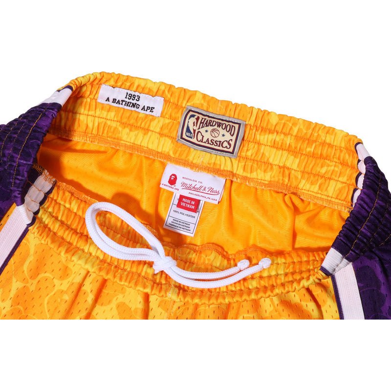 Men Bape X Mitchell & Ness Los Angeles Lakers Jersey Shorts Shorts Yellow USA | FM2601461