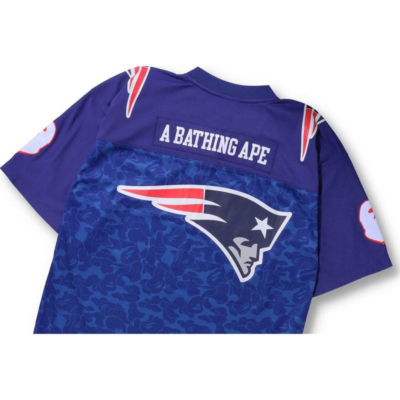 Men Bape X Mitchell & Ness Nfl New England Patriots Legacy Jersey Cut And Sewn Navy USA | JZ7428848