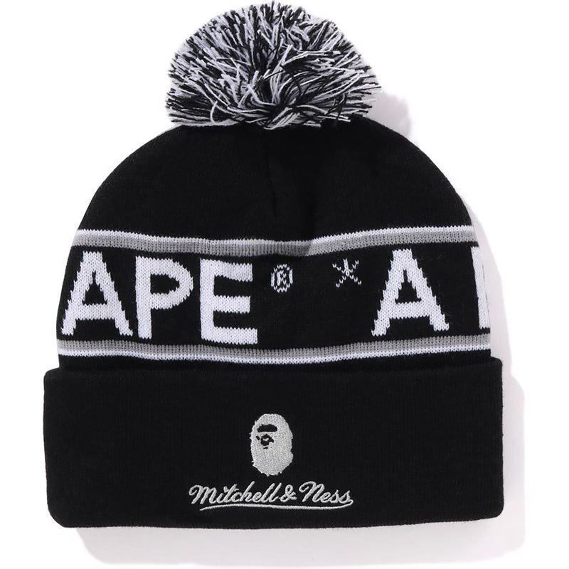 Men Bape X Mitchell & Ness Nhl Pom Beanie Caps Black USA | DV2057707