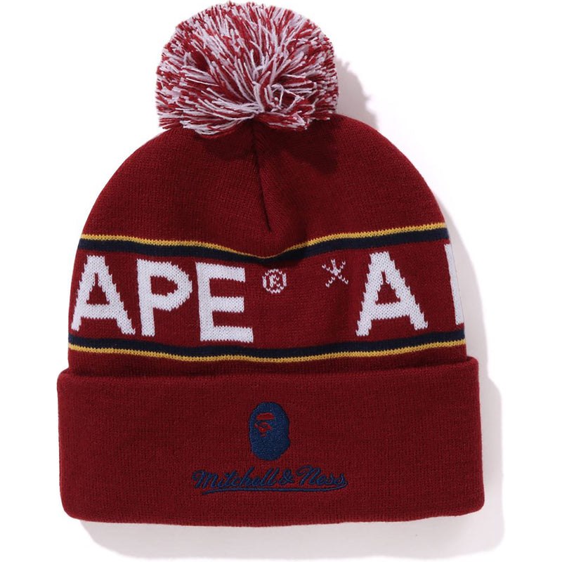 Men Bape X Mitchell & Ness Nhl Pom Beanie Caps Burgundy USA | RP9954094