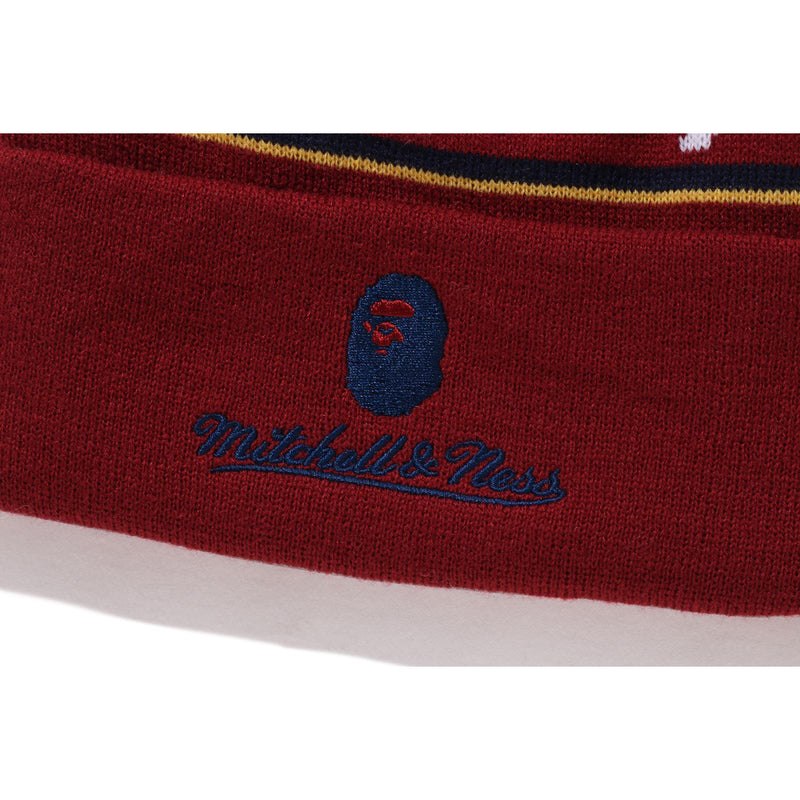 Men Bape X Mitchell & Ness Nhl Pom Beanie Caps Burgundy USA | RP9954094