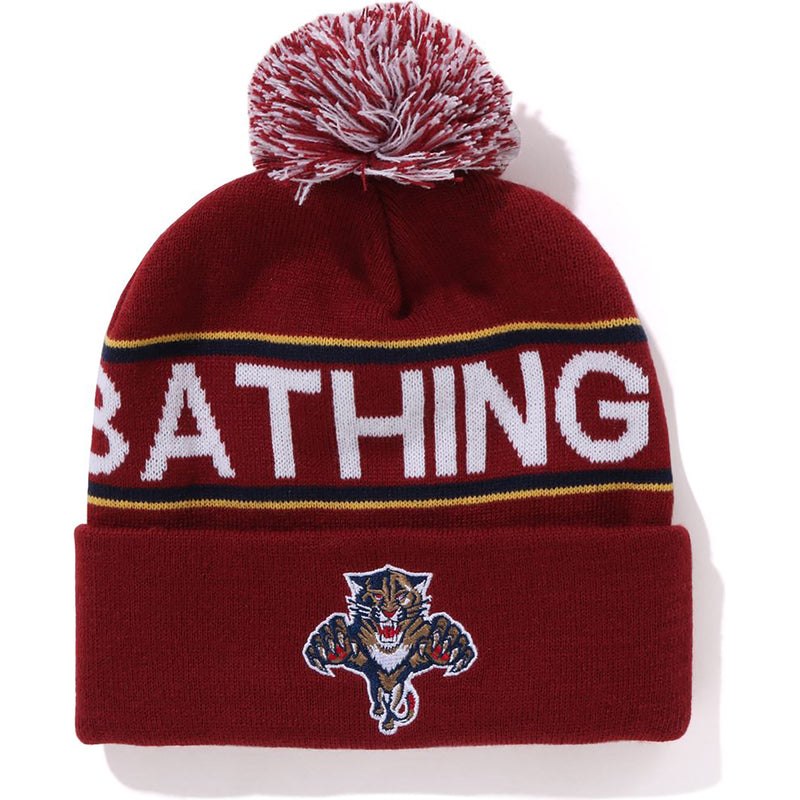 Men Bape X Mitchell & Ness Nhl Pom Beanie Caps Burgundy USA | RP9954094