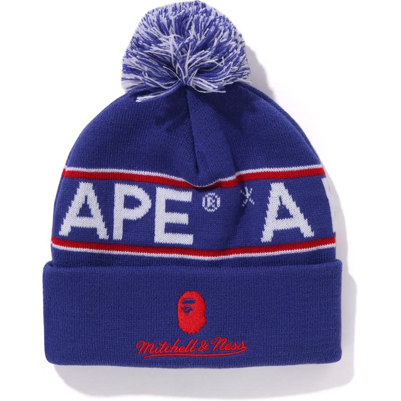 Men Bape X Mitchell & Ness Nhl Pom Beanie Caps Navy USA | CR0724774