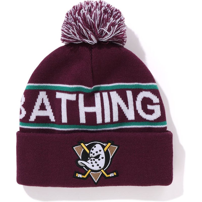 Men Bape X Mitchell & Ness Nhl Pom Beanie Caps Purple USA | GH8691361