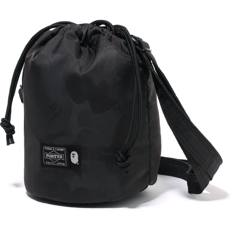 Men Bape X Porter Solid Camo Drawstring Bag Bags Black USA | QO8274224