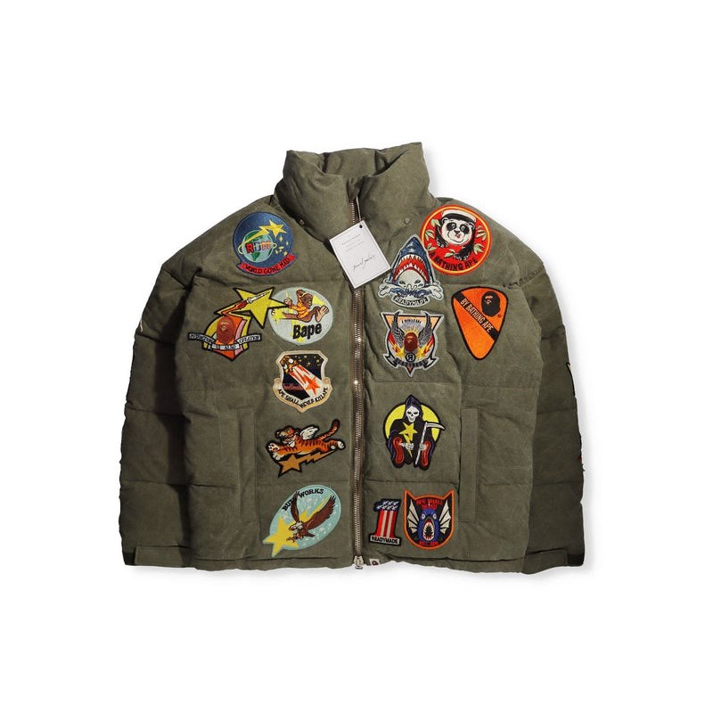 Men Bape X Readymade Tiger Shark Down Jacket Jackets Olivedrab USA | ZR4559159