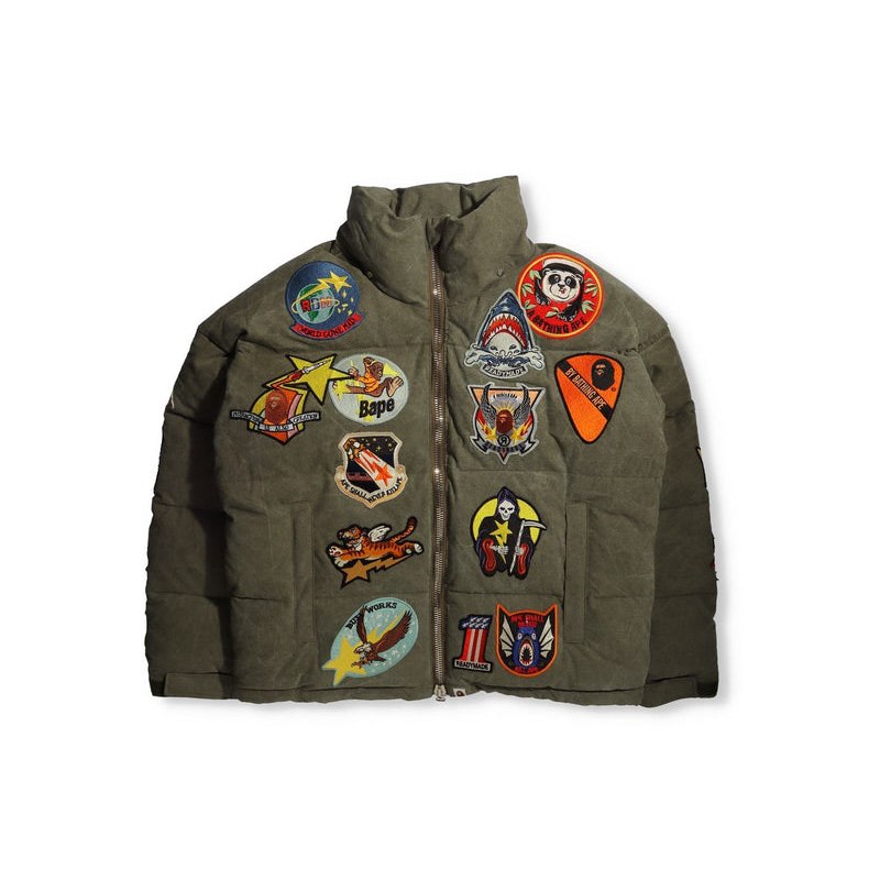 Men Bape X Readymade Tiger Shark Down Jacket Jackets Olivedrab USA | ZR4559159