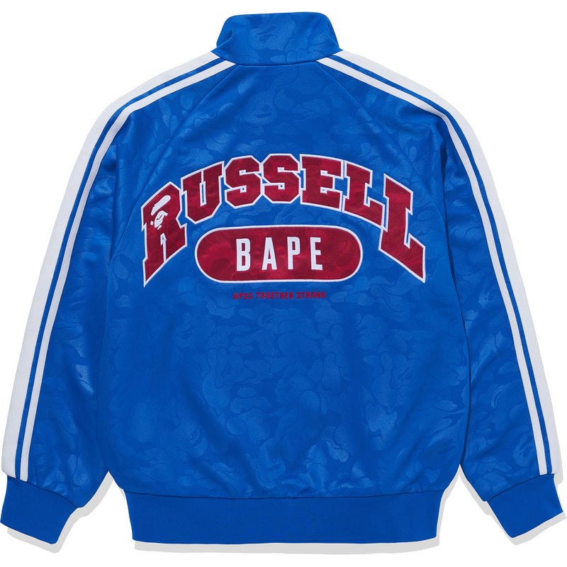 Men Bape X Russell Track Jacket Sweatshirts Blue USA | OW6685165