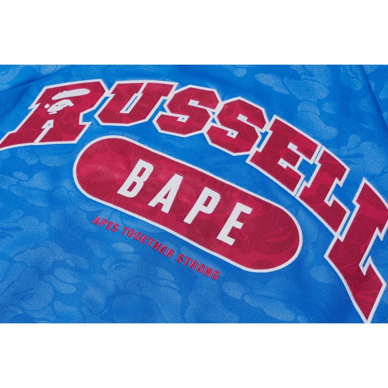 Men Bape X Russell Track Jacket Sweatshirts Blue USA | OW6685165