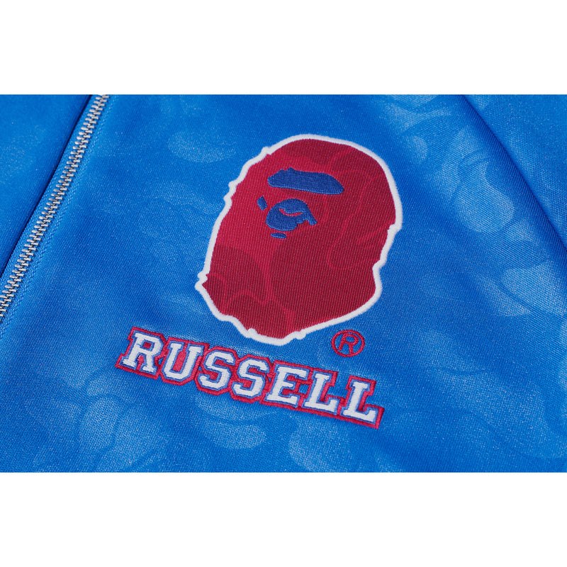 Men Bape X Russell Track Jacket Sweatshirts Blue USA | OW6685165