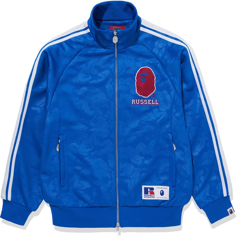 Men Bape X Russell Track Jacket Sweatshirts Blue USA | OW6685165