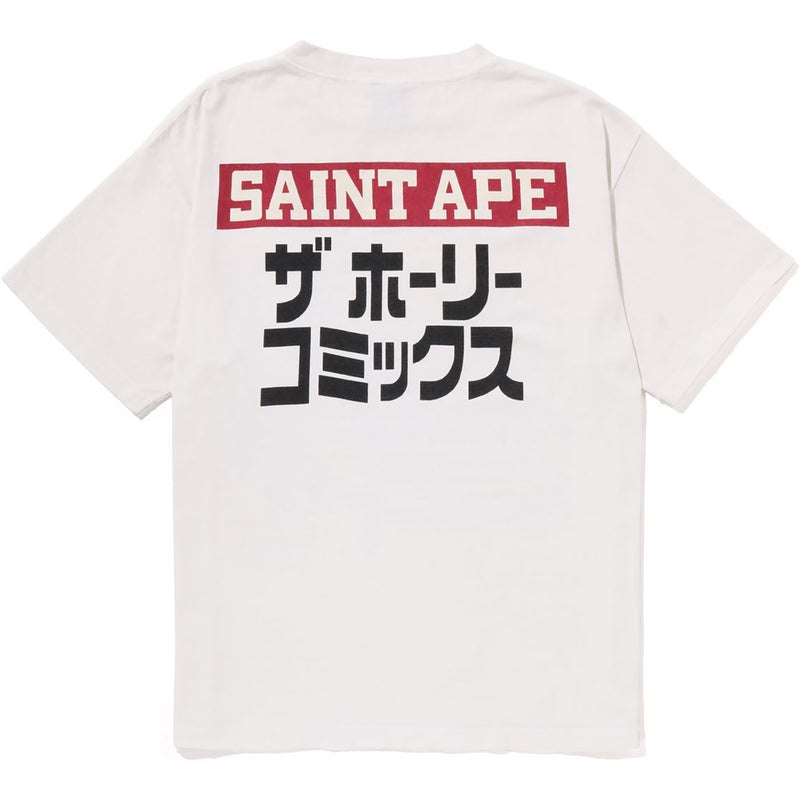 Men Bape X Saint Mxxxxxx Ape Squadron Tee Cut And Sewn White USA | GE4854284