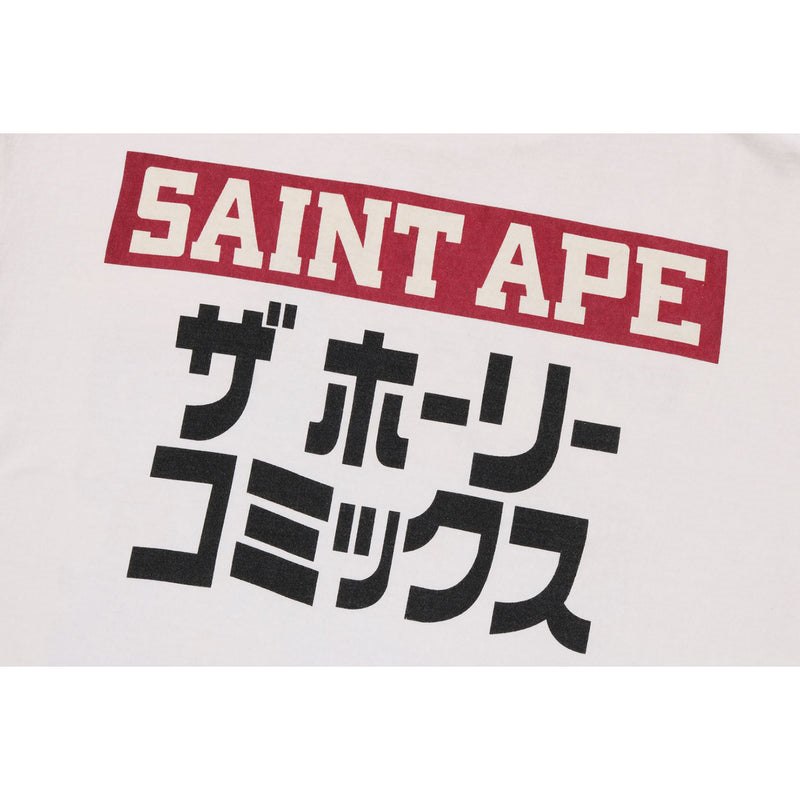 Men Bape X Saint Mxxxxxx Ape Squadron Tee Cut And Sewn White USA | GE4854284