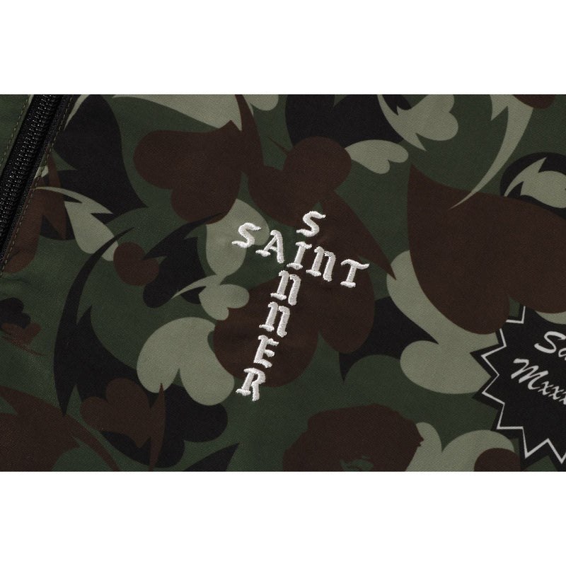 Men Bape X Saint Mxxxxxx Heart Camo Track Jacket Jackets Olive USA | XF9399039