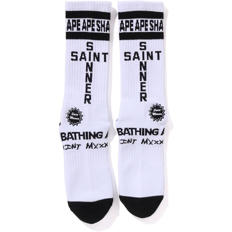 Men Bape X Saint Mxxxxxx Socks Socks White USA | QU3219329