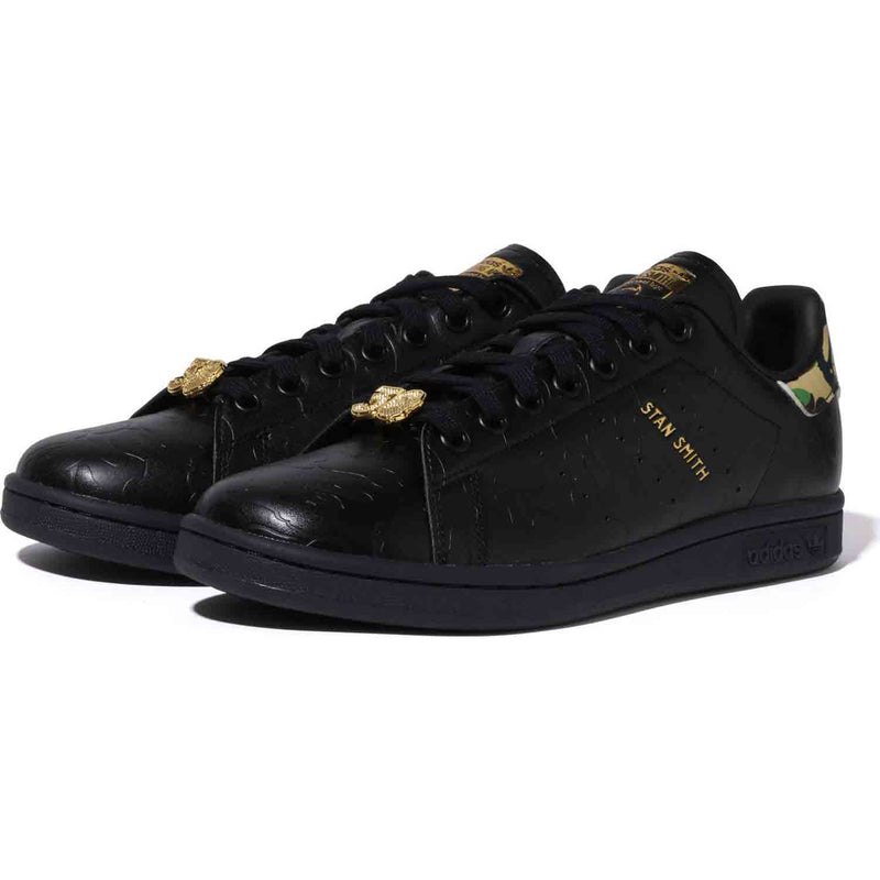 Men Bape X Stan Smith Camo Sneakers Black USA | PQ4081101