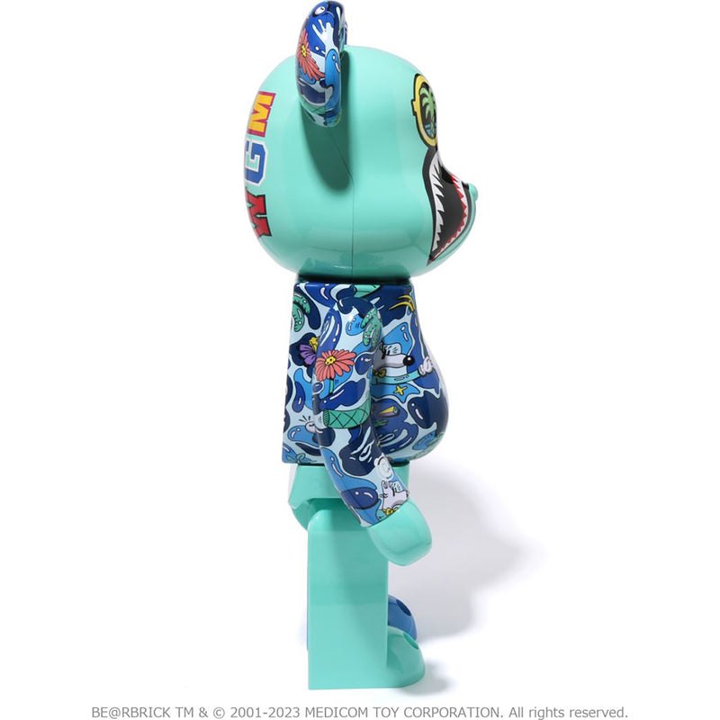 Men Bape X Steven Harrington Shark Be@rbrick 1000% Figure Blue USA | IZ5774674