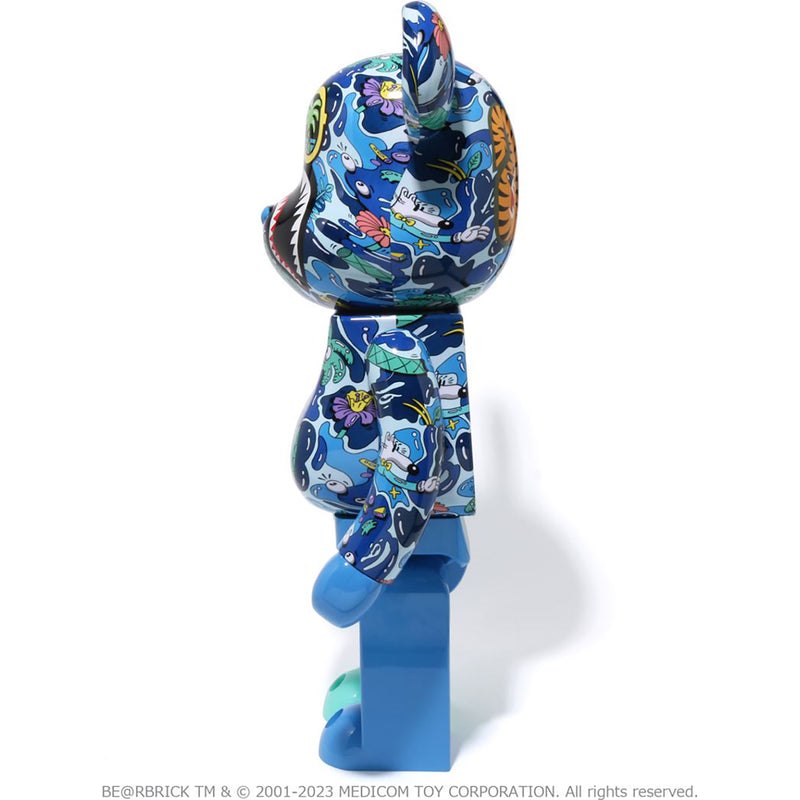 Men Bape X Steven Harrington Shark Be@rbrick 1000% Figure Blue USA | IZ5774674