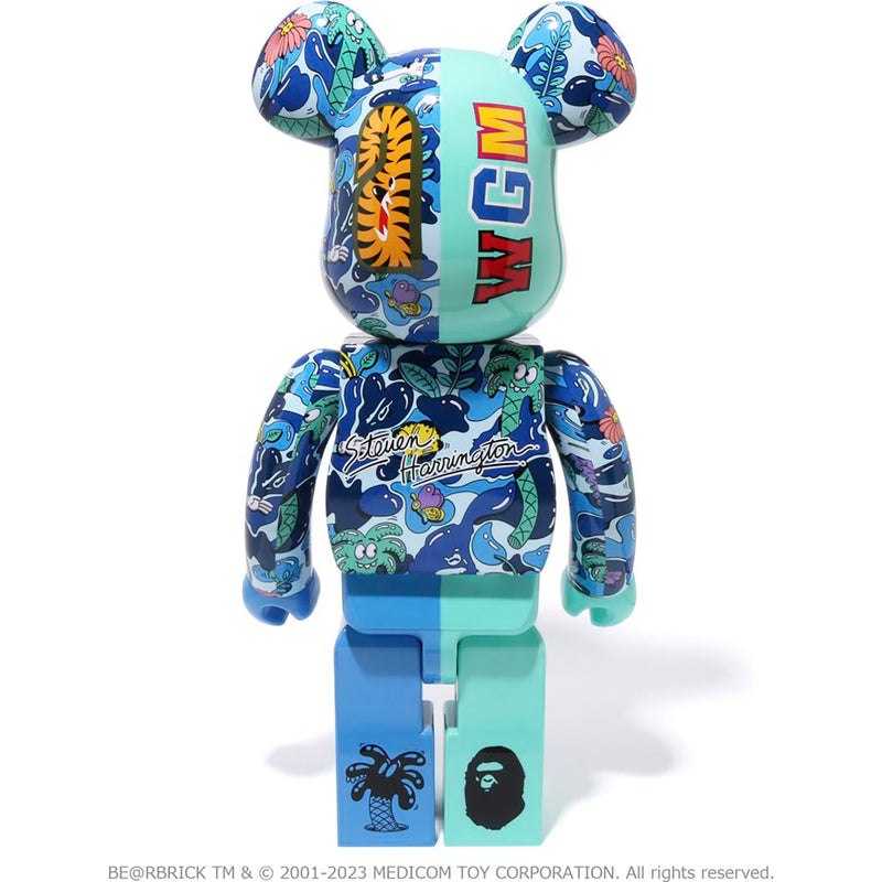 Men Bape X Steven Harrington Shark Be@rbrick 1000% Figure Blue USA | IZ5774674