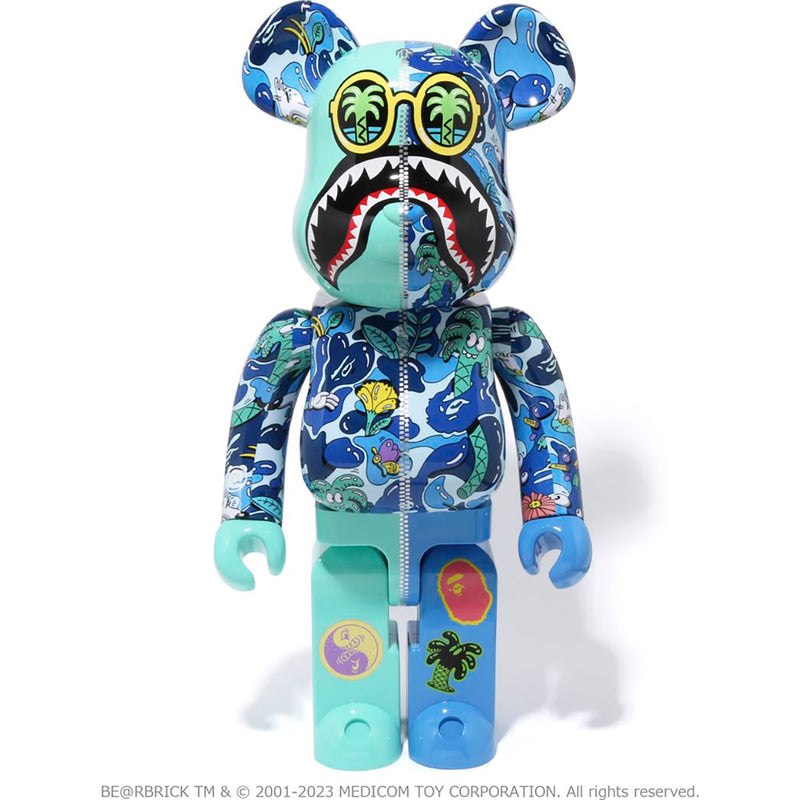 Men Bape X Steven Harrington Shark Be@rbrick 1000% Figure Blue USA | IZ5774674