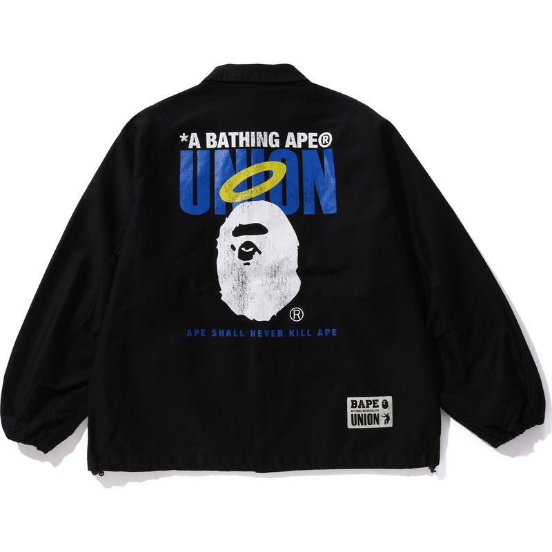 Men Bape X Union Pigment Dyed Coach Jacket Jackets Black USA | HI0743273