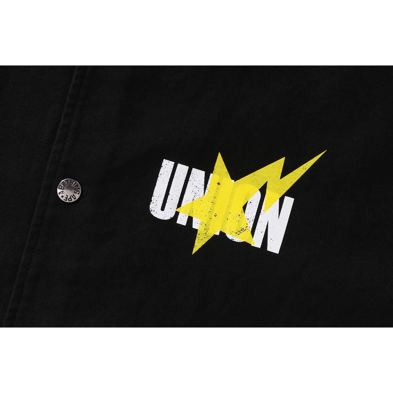 Men Bape X Union Pigment Dyed Coach Jacket Jackets Black USA | HI0743273