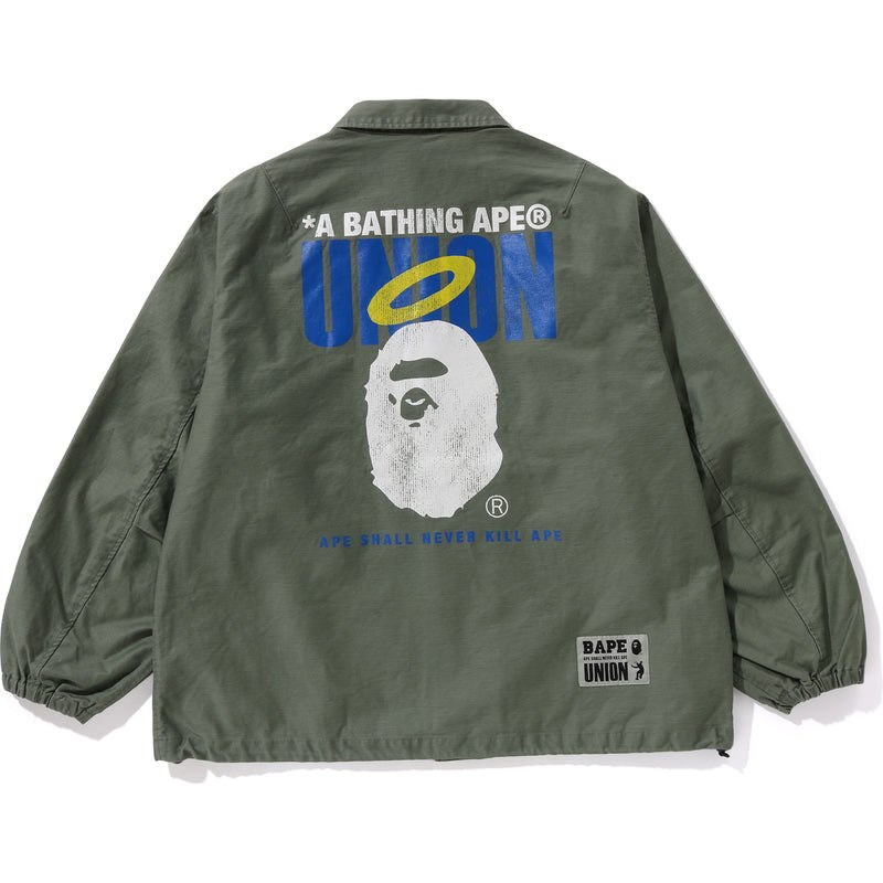 Men Bape X Union Pigment Dyed Coach Jacket Jackets Olivedrab USA | KK3574954