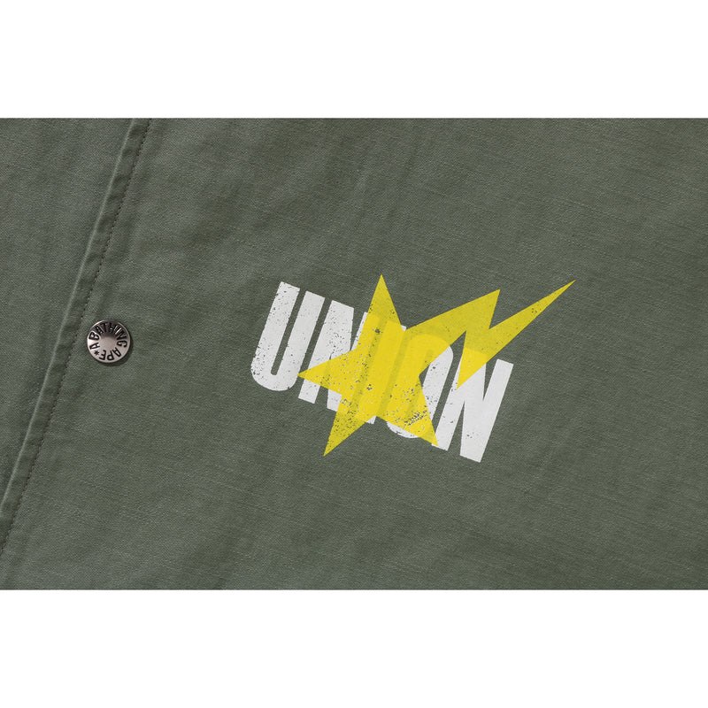 Men Bape X Union Pigment Dyed Coach Jacket Jackets Olivedrab USA | KK3574954