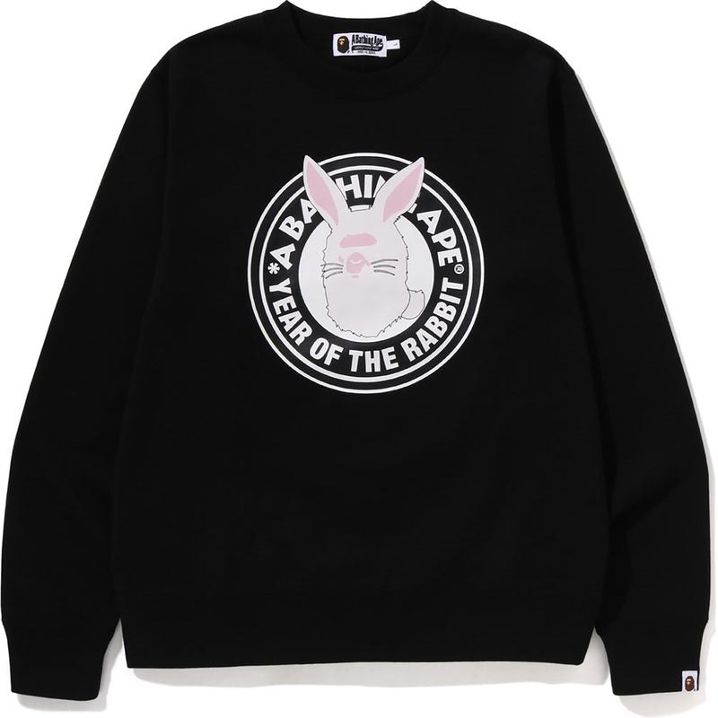 Men Bape Year Of The Rabbit Crewneck Sweatshirts Black USA | GC6159819