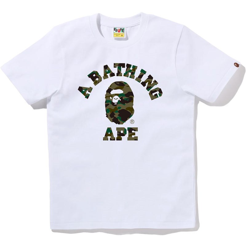 Women Bape 1st Camo College Tee T Shirts White Green USA | OU7122612