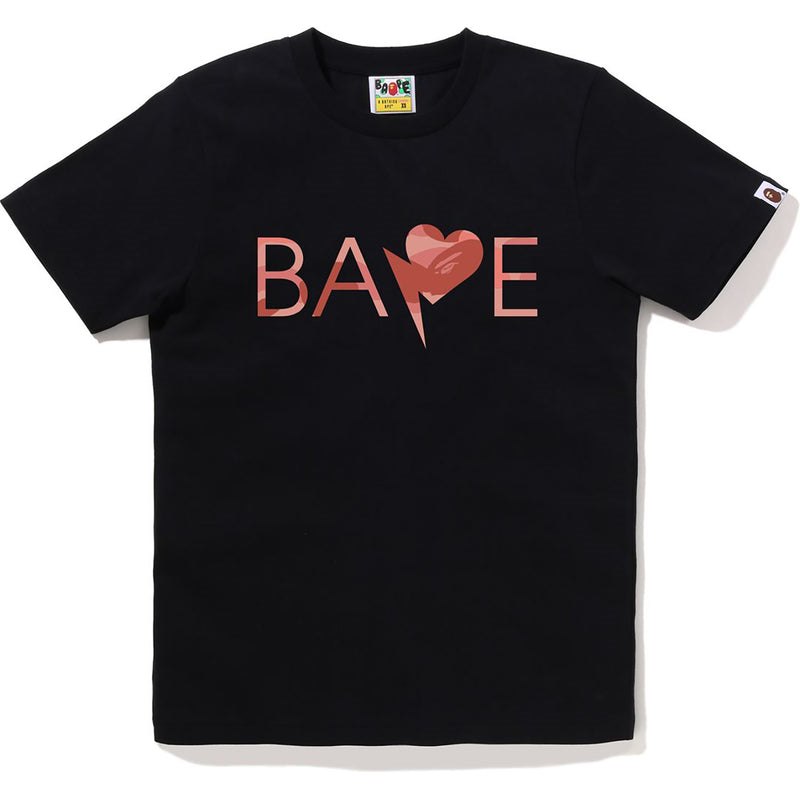 Women Bape 1st Camo Heart Logo Tee T Shirts Black Pink USA | AE7876986