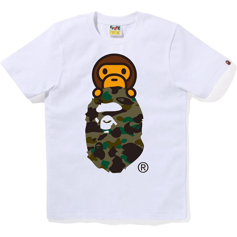 Women Bape 1st Camo Milo On Ape Head Tee T Shirts White Green USA | ZU1181911