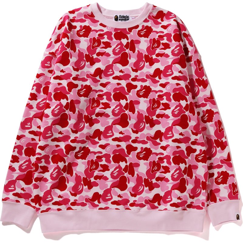 Women Bape Abc Camo Crewneck Relaxed Fit Sweatshirts Pink USA | NK1863583