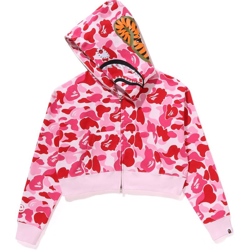 Women Bape Abc Camo Crystal Stone Shark Cropped Full Zip Hoodie Hoodie Pink USA | WS1695665