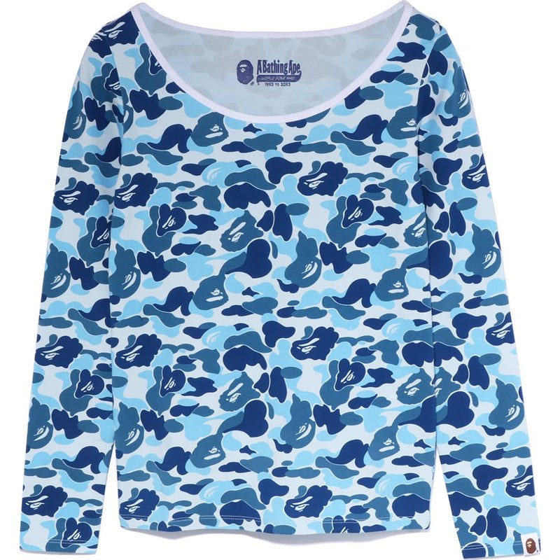 Women Bape Abc Camo L/S Tee T Shirts Blue USA | BE1513253