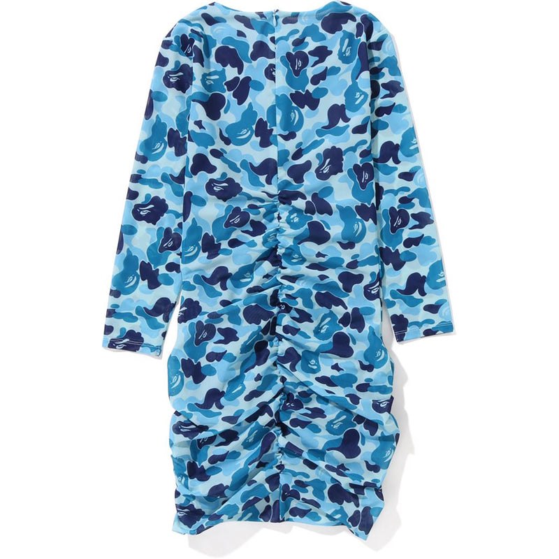 Women Bape Abc Camo Mesh Gathered Onepiece Dress Blue USA | NF7490740