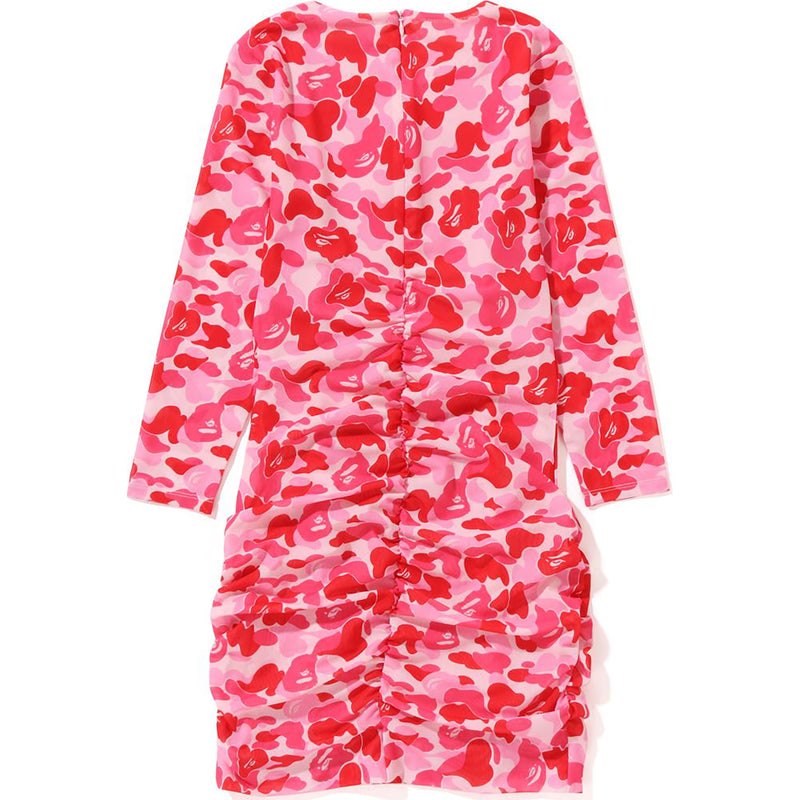 Women Bape Abc Camo Mesh Gathered Onepiece Dress Pink USA | BT5286926