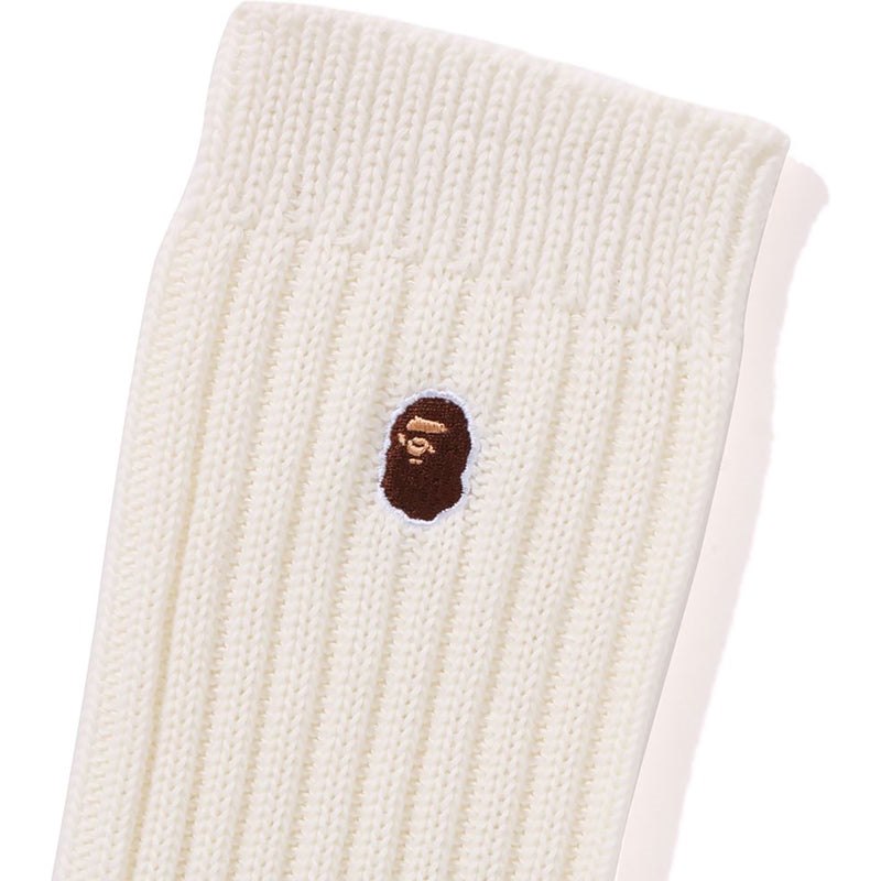 Women Bape Ape Head One Point Loose Socks Socks White USA | OY2529059