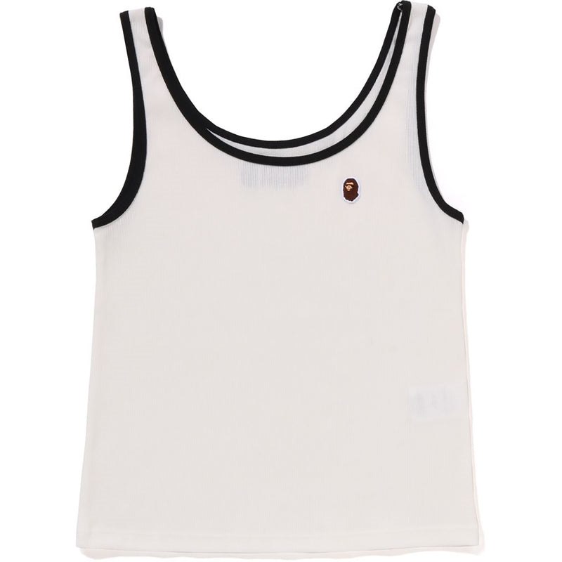 Women Bape Ape Head One Point Rib Tank Top T Shirts White USA | KY3973693