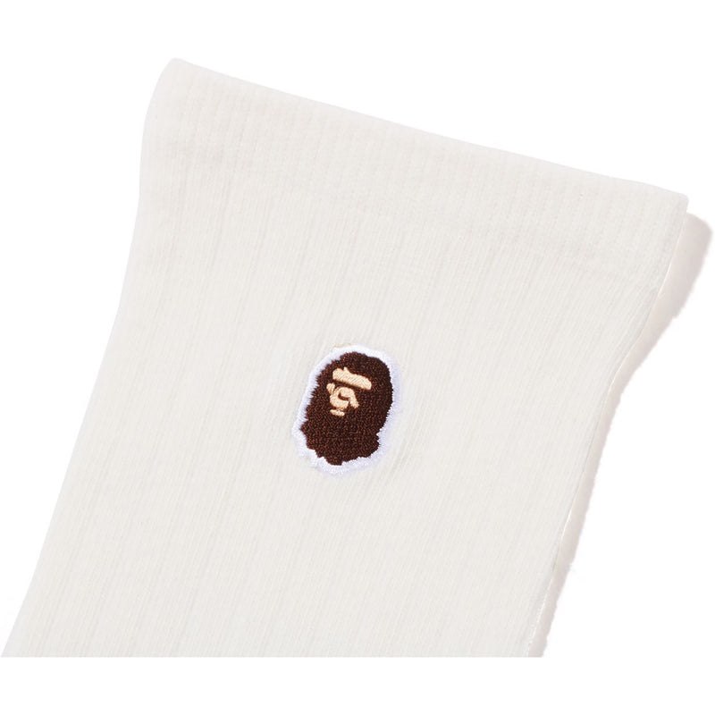 Women Bape Ape Head One Point Socks Socks White USA | SM6451741