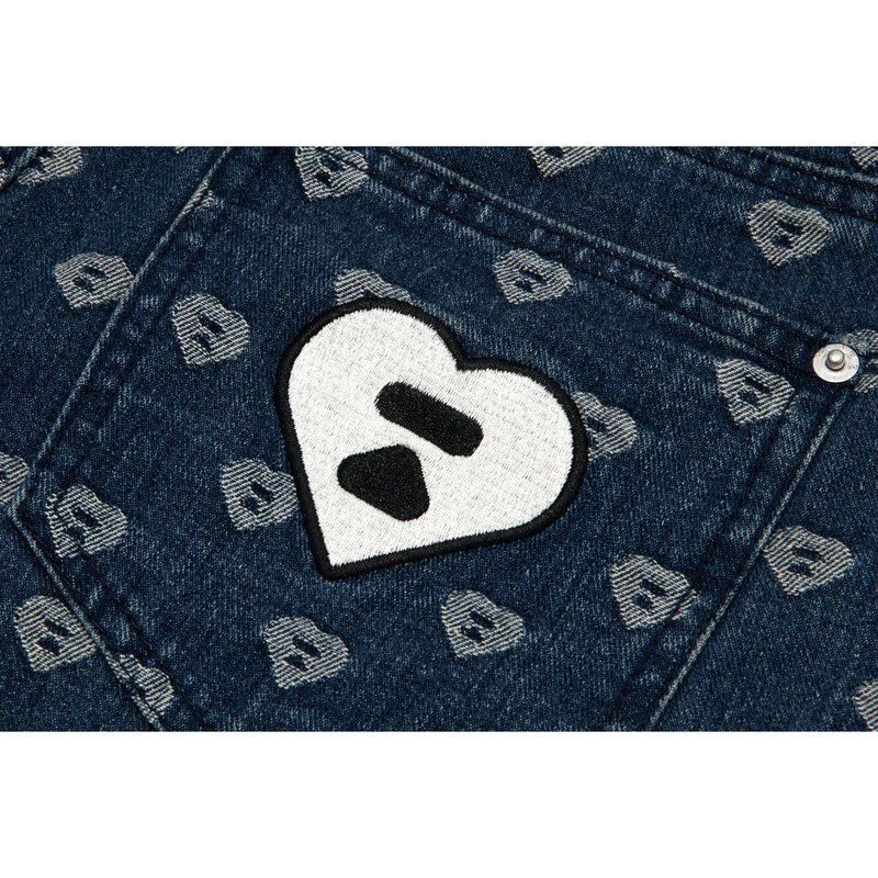 Women Bape Apee Bite Flip Pattern Denim Shorts #2 Shorts Indigo USA | JB6426846