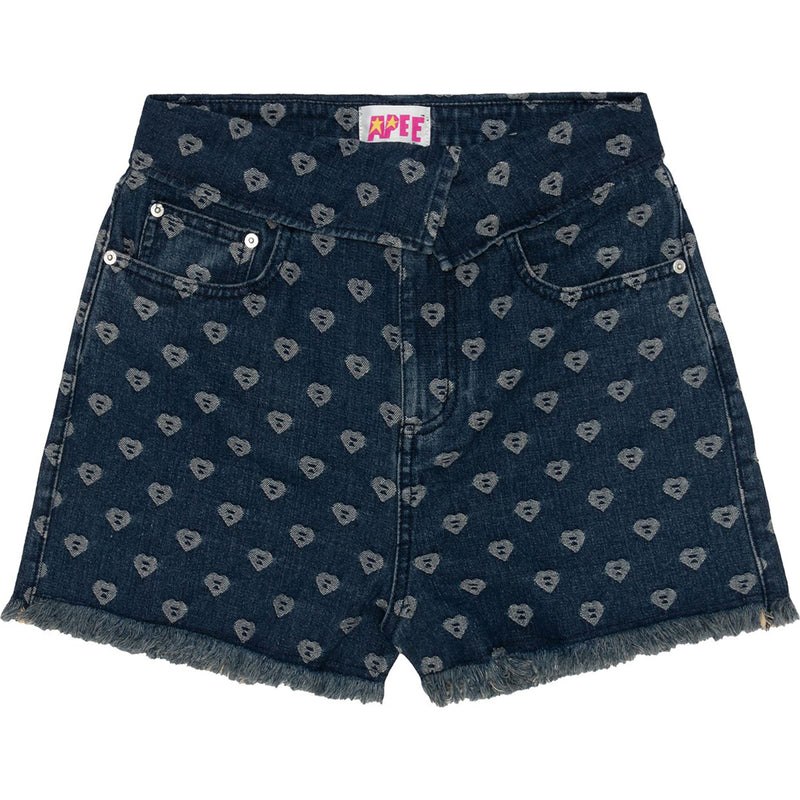 Women Bape Apee Bite Flip Pattern Denim Shorts #2 Shorts Indigo USA | JB6426846