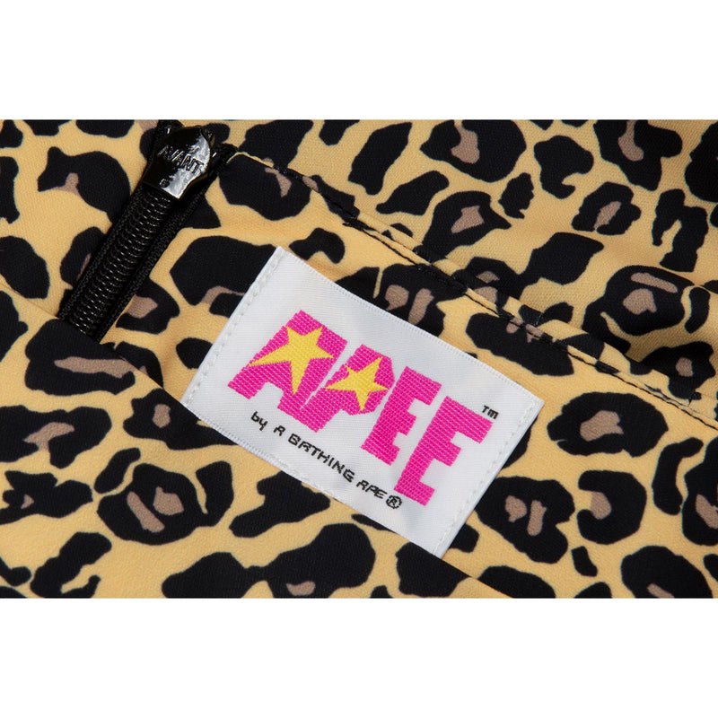 Women Bape Apee Leopard Mini Skirt Dress Beige USA | DS3421041