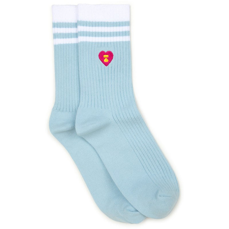 Women Bape Apee Logo College Socks Socks Sax USA | VQ7374734