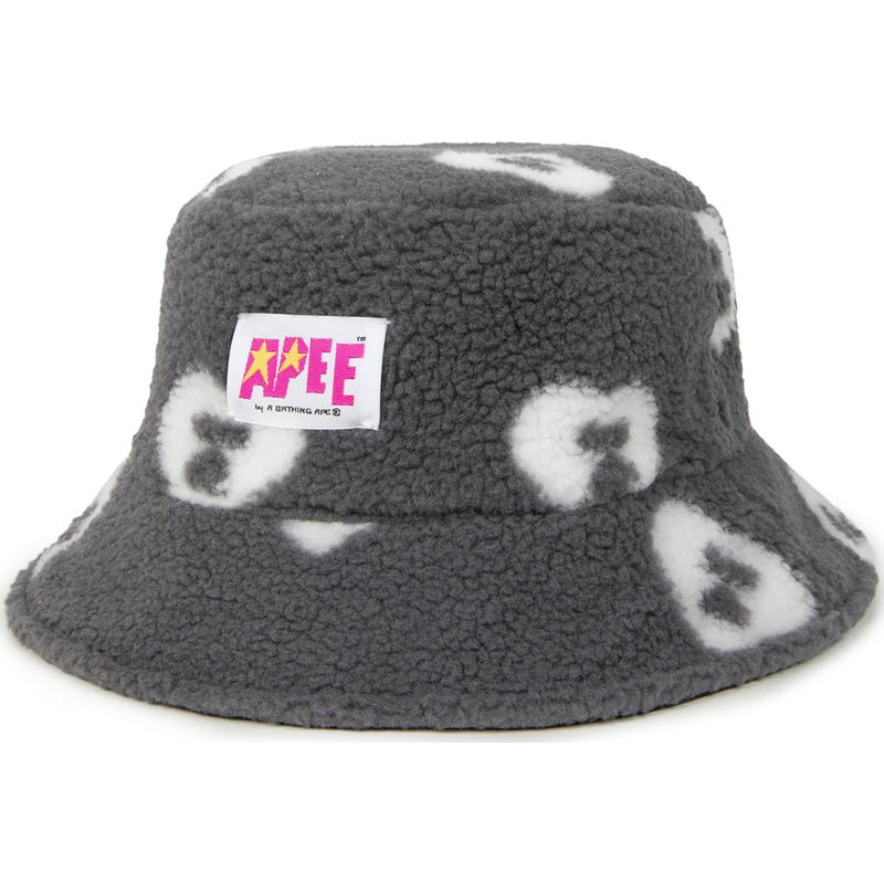 Women Bape Apee Logo Double Sided Bucket Hat Caps Black USA | WX1297227